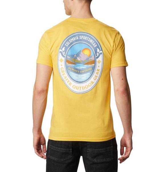 Columbia PFG T-Shirt Yellow For Men's NZ78469 New Zealand